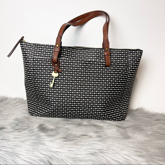 Fossil Rachel Tote Bag Black Stripe ZB7446080 Fossil Rachel Tote Bag Black Stripe ZB7446080